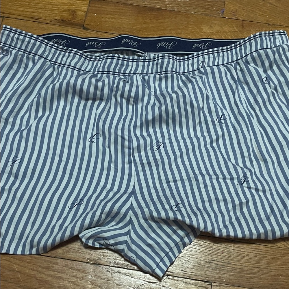 PINK Victoria's Secret Blue and White Striped Pajama Shorts